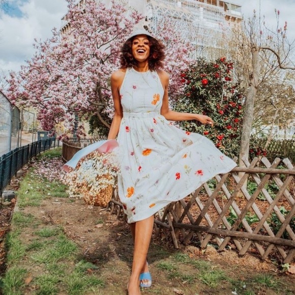 H&M Meadow Collection Linen Blend Dress Bloggers Fav - Picture 8 of 16